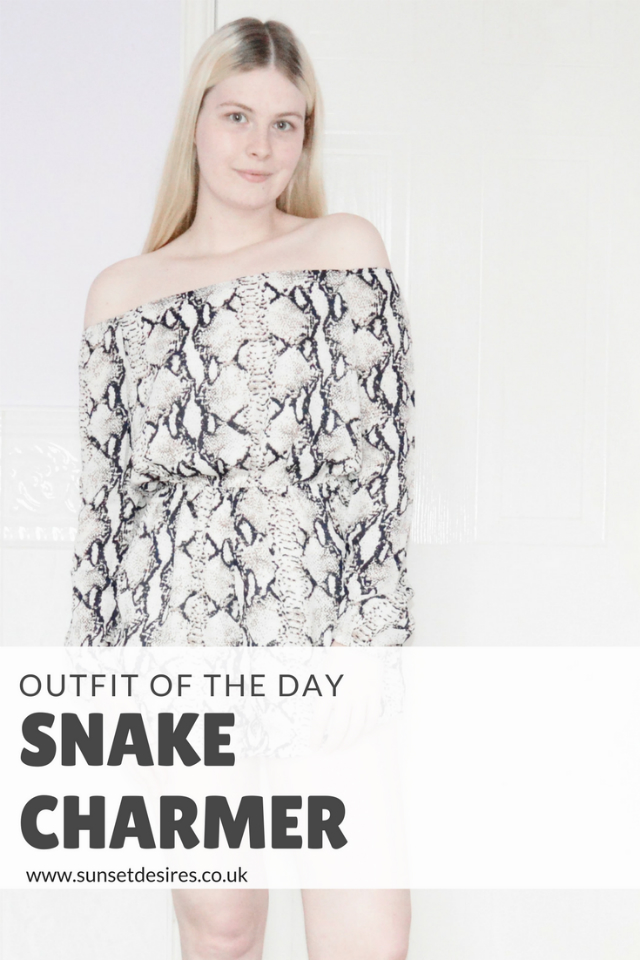 Bite Me Taupe Multi Snakeskin Print Off The Shoulder Romper Bite Me Taupe Multi Snakeskin Print Off The Shoulder Romper