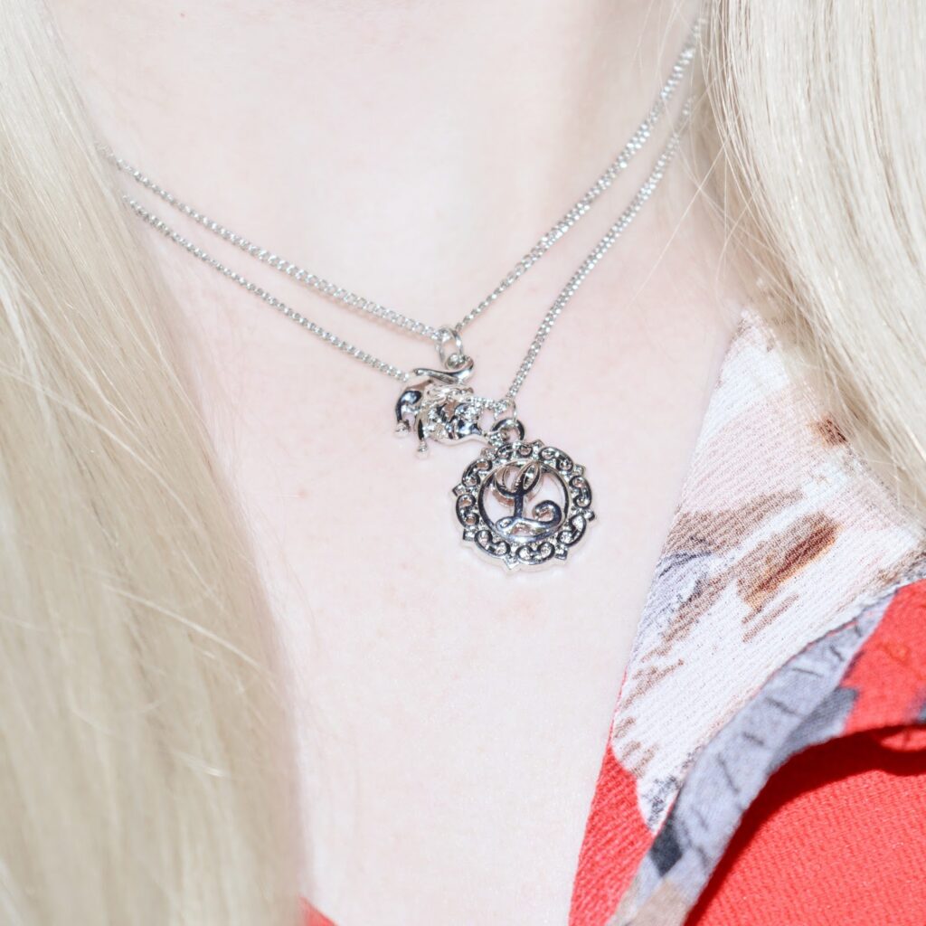 Shop Dixi Zodiac & Initial Necklaces Silver boho necklaces, one lion for leo and one L initial necklace.